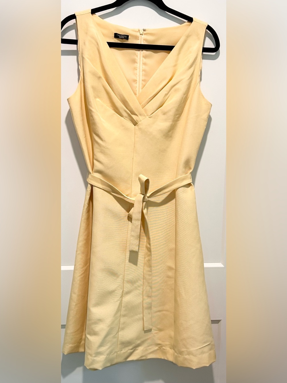 Talbots Butter Yellow Silk Blend Dress Fit Flare Wedding Guest Garden Party 10 - Picture 6 of 12